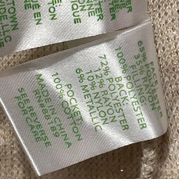 Lilly Pulitzer Brea Wrap Cardigan L | Gold Lurex Jacquard Shawl Collar, Open - Picture 5 of 5